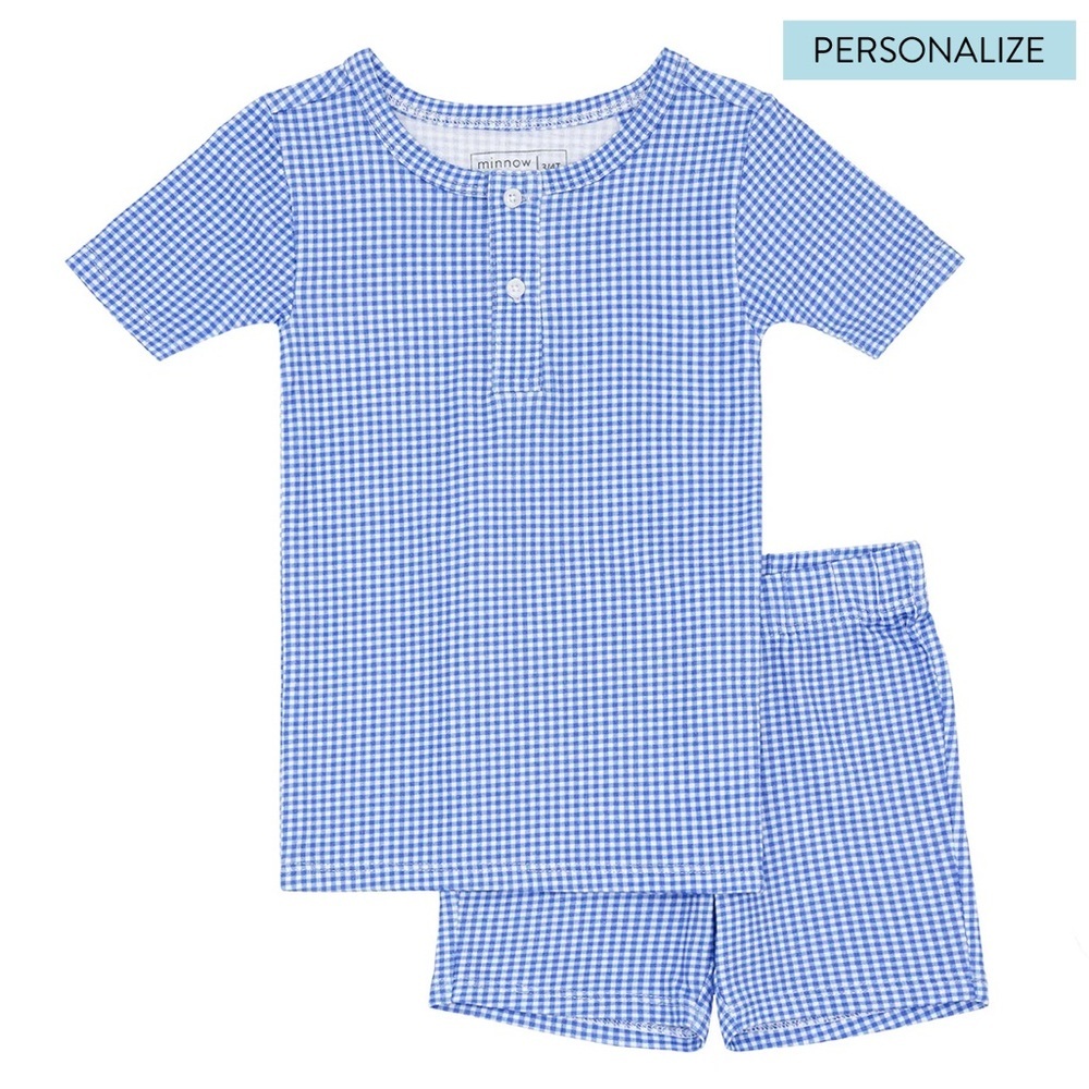 Minnow  Kids Blue Gingham Pajama Set